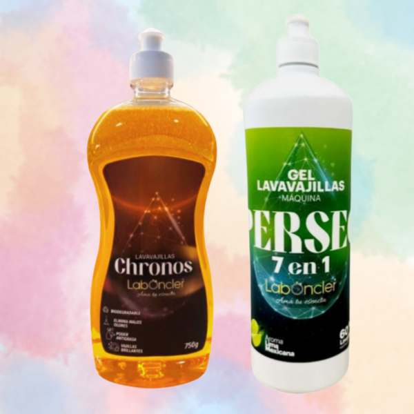 Pack Gel LAVAVAJILLAS PERSEO Laboncler 7 en 1 y CHRONOS CANELA LAVAVAJILLAS MANUAL
